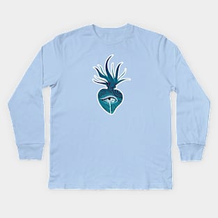 Blue Holy heart Kids Long Sleeve T-Shirt